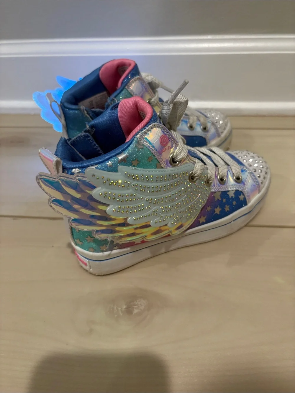 Skechers Kids High-Top Sneakers - Blue, Pink, Teal, Silver - Picture 5 of 8
